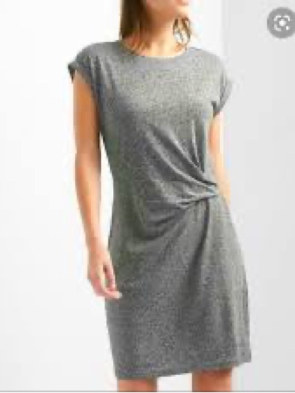 GAP Gray Twist-Detail Cap Sleeve Midi Dress